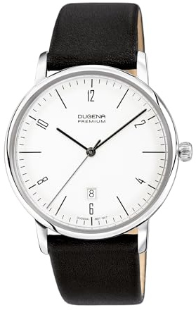 Dugena Herren-Armbanduhr Dessau, Quarz, Edelstahlgehäuse, Hart-Acrylglas, Bauhaus-Design, 3 bar
