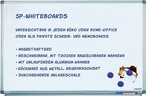 magnetoplan 1240388 Whiteboard SP 90 x 60 cm, in weiteren Größen auswählbar, mit speziallackierter Oberfläche, Metallrückwand, inklusive Befestigungsmaterial