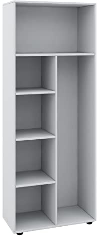 VCM Holz-Besenregal | 6 Fächer | Maße: 70 x H. 178 x T. 40 cm | Putzschregal | ohne Türen - Vandol Weiß