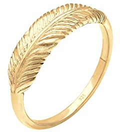Elli Damen Ring mit Feder im Boho Trend aus 925 Sterling Silber