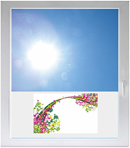 INDIGOS UG - Fensterfolie Blickdicht Ornamente und Regenbogen - 1000x500mm - Sonnenschutzfolie Fenster - Sichtschutzfolie Fenster Bad, Küche, Fenster, Milchglasfolie