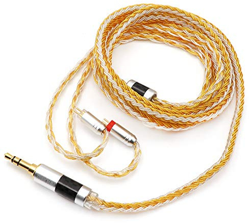 Linsoul Tripowin Zonie IEM Kabel, 16 Adern Versilbertes Kopfhörerkabel, 1.25m SPC in Ear Monitor Kabel für 7hz Zero:2 Orchestra Lite Cadenza Hype4 Supermix4（3,5mm）(0,78mm 2pin,Gold)
