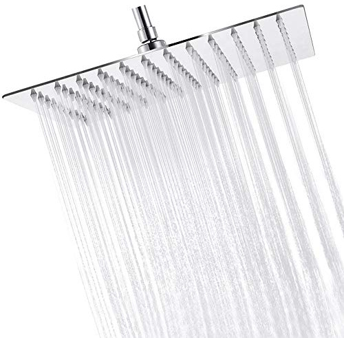 Soffione doccia a pioggia quadrato 30 cm, in acciaio inox 304, ultra sottile, potente ad alta pressione, soffione doccia a pioggia, design moderno ed elegante, con attacco universale 0,5 cm