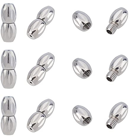 UNICRAFTALE 10sets 0.7mm Loch Edelstahl Armband Endkappen Ovale Schraubverschlüsse Schmuck Verschluss Armband verschlüsse Kabelenden Steckverbinder für Ketten und Armbänder Schmuckherstellung