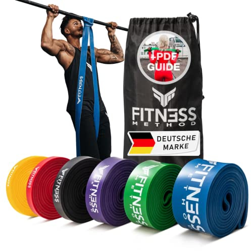 Fitness Method® Resistance Bands - Innovative Widerstandsbänder Set/Einzeln inkl. Tasche + Übungsanleitung-Krafttraining und Home Gym-Pull up Band