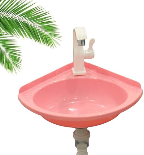 WBJGUOD Lavandino angolare a Parete, Vasca Singola, Piccolo lavabo da Bagno con Rubinetto, Moderno Mini lavabo da appoggio in plastica, per Cucina, Bagno, seminterrato, Camper