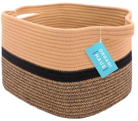 OrganiHaus Korb Aufbewahrung, Toilettenpapier Aufbewahrung, Aufbewahrungskorb Kinder, Treppenkorb, Körbe Behälter, Kleiner Wäschekorb, Aufbewahrungskorb Geflochten 35x23, Schwarz/Braun