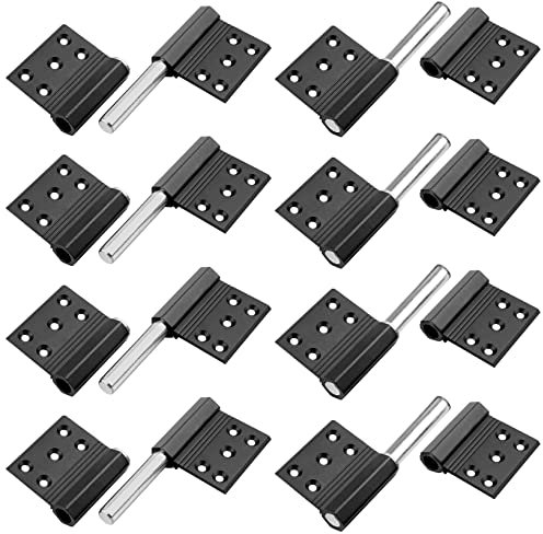 Lot de 8 charnières de porte amovibles en alliage d'aluminium avec 10 trous de montage à tête fraisée, épaisseur 2,2 mm, charge maximale de 50 kg