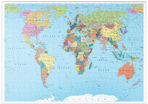 MyPuzzle Farbige Weltkarte - Grenzen, Länder, Straßen und Städte - Premium 500 Teile Puzzle - MyPuzzle Sonderkollektion von Puzzle Galaxy