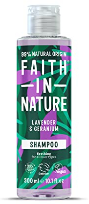 Faith In Nature 300ml Natural Lavender & Geranium Shampoo, Soothing, Vegan & Cruelty Free, No SLS or Parabens, For Normal to Dry Hair