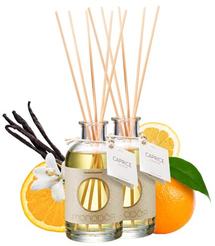 Duftstäbchen Raumduft Sonnig Made in Italy - langanhaltend 400ml - nachhaltiger Raumduft Vanille, Orange, Mandarine - für sonnig, warmes herzliches Raumklima - MONODOR Caprice