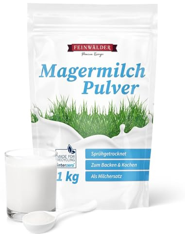 Feinwälder® Magermilchpulver 1 kg, schonend sprühgetrocknet, in wiederverschließbarer Verpackung, Trockenmilchpulver für Babynahrung