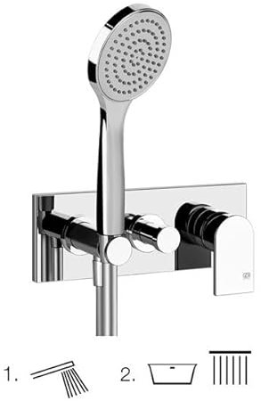 Gessi Emporio Via Manzoni set esterno per miscelatore monocomando doccia, deviatore a 2 vie, gomito diretto a parete con staffa, 44900, Colorazione: cromo