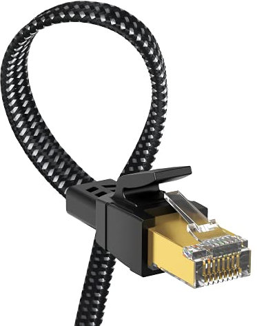Cat 8 Ethernet Cable 15M, Nylon Braided High Speed Heavy Duty Network LAN Patch Cord, 40Gbps 2000Mhz SFTP RJ45 Flat Gigabit Internet Cable Shielded in Wall,Indoor&Outdoor for Modem/Router/Gaming/PC