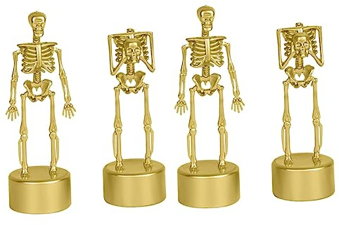 Toyvian 4 Pièces Trophée du Stand De Crâne Squelettes Humains Récompenses du Trophée d'halloween Os De Squelette d'halloween Décoration du Jour des Morts Vêtements Cadeau Plastique