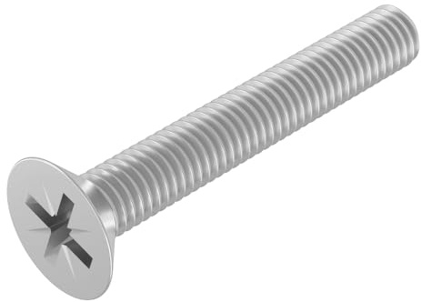 SECCARO Tornillo avellanado M3 x 20 mm, acero inoxidable V2A VA A2, DIN 965, Phillips / PZ, rosca completa, 20 unidades
