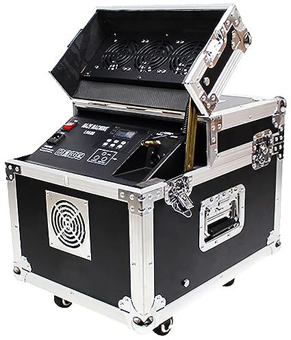 PRUJOY Máquina de Humo de Doble Cabezal para Escenario, máquina de neblina de 600 W, máquina de Humo con Control DMX 512 con Estuche de Vuelo para Fiesta de Bodas en Escenario (Silver)