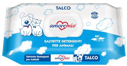 CT-TRONICS Amoremio Lingettes humides pour chiens et chats 10 x 40 lingettes parfumées (talc)