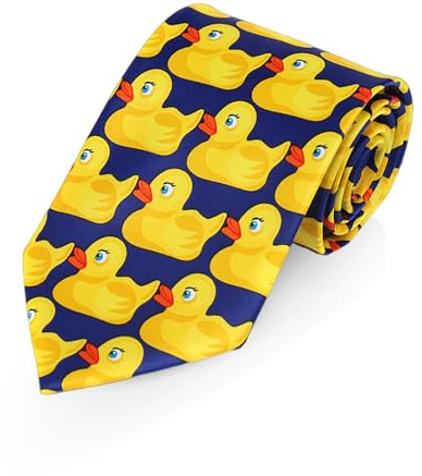 DHSBGWSX 1 st herrslips, rolig slips, gult ankmönsterslips, herrslips för bröllop, rolig slips för karneval, kreativ slips för män (gul)