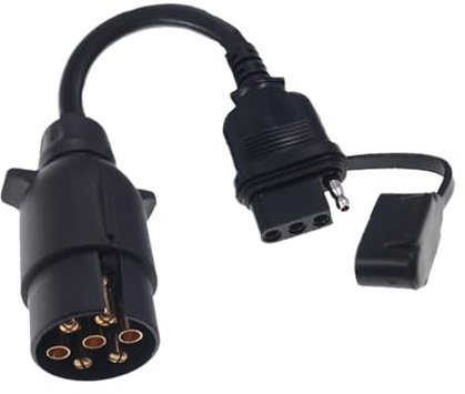 Junterone Conversor Luz Remolque UE a EE.UU. Adaptador Redondo de 7 Remolque Europea a Enchufe Plano de 4 Enchufe de Enganche de Remolque Vehículo