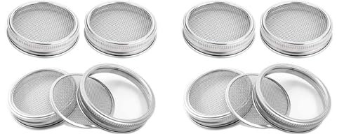 Decqerbe 8Er-Pack Sprossenglas-Deckel Aus Edelstahl für EinmachgläSer mit Breiter ÖFfnung und Breiter ÖFfnung für ZüChten Von Sprossen
