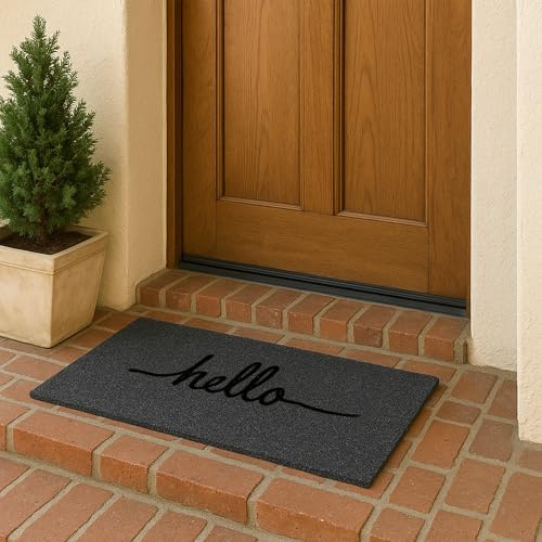 Astra Wetterfeste Fußmatte mit Motiv Außen - Hello 45 x 75 cm (Rechteckig) | Rutschfeste Fussmatte aussen Schmutzfangmatte Outdoor Türmatte für Eingangsbereich schmutzabweisender Fußabtreter Eingang