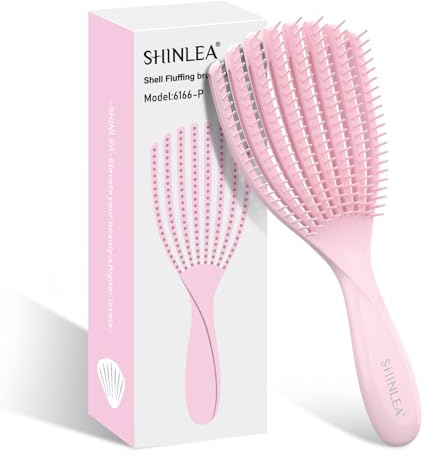 SHINLEA Detangler Brush for Curly Hair, Hairbrush for Wet Dry Thick Thin, Easily Comb Through Curl Hair and Reduces Breakage, Curly Brush for Women Men Kid (Pink)