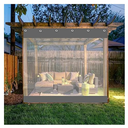 Pergola-Vorhänge für den Außenbereich, wasserdichte PVC-Plane mit Ösen, strapazierfähig und wetterbeständig, transparent, für Garten, Terrasse, Seitenvorhang, anpassbare Größe, 7 x 3 m