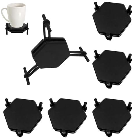 FEADBYT Kaffeetassen Organizer, 6 Stücke Tassen Organizer, Tassenstapler, Sechseckiger Kunststoff Untersetzer, Regal, Für Becher, Teetassen und Kaffeetassen, Platzsparend (Schwarz)