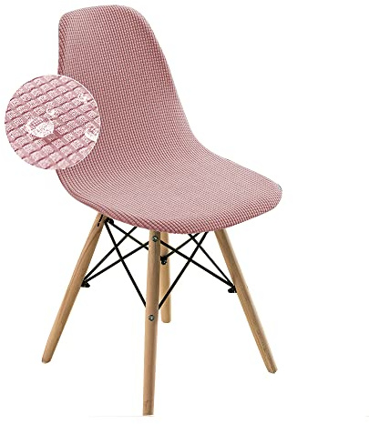 Stretch Stuhlhussen für Esszimmerstühle wasserdichte Bezüge für skandinavische Schalenstühle abnehmbare waschbare Stuhlhussen ohne Armlehne für Schlafzimmer Wohnzimmer Lounge (Rosa 4er Set)