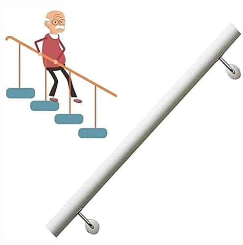 Kit completo de pasamanos de madera blanca para remodelación de escaleras, barandilla de madera para interiores, montaje en pared de 30 cm