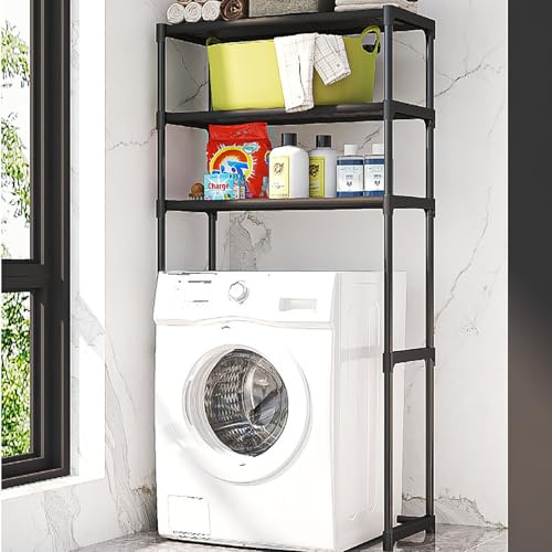Estantería Lavadora, Mueble Estantería Sobre Lavadora, Estantería Para Secadora Encima Lavadora, Fácil De Montar, Para Lavadora Para Baño, Cocina, Balcón, Lavandería(Black,H154cm/60.6in)