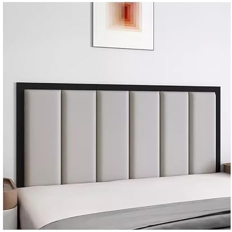 CWCQGH 3d Wall Stickers, Soundproof Wall Mounted Modular, Upholstered Headboards Wall Panels, PU Material Nursery Decor Wall Padded For Bedroom Living Room(Grey 180X60CM)