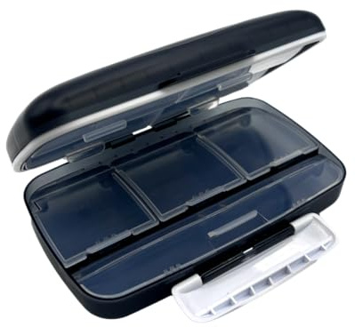 EZY DOSE Moisture-Proof Pill Case, Medicine Planner, Vitamin Organizer Box, Travel-Friendly, Latch-Closure to Secure Contents, 8 Individual Compartments of Multiple Sizes with Tight Seal, Large, Black