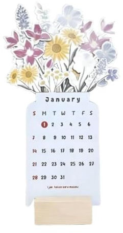 Faeymth 1 Stück 2024 Kalender 2024 Tischkalender mit Blühenden Blumen, Kleiner Tischkalender, Lustiger, Einzigartiger Tischkalender mit Blühenden Blumen 2024