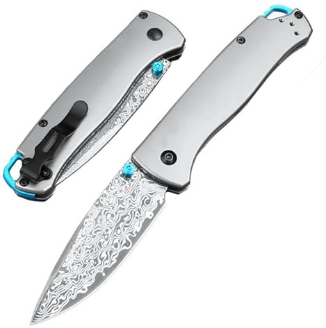 Joa Taschenmesser Titan Damast klappmesser Damaststahl Klein Edc Axis Lock messer