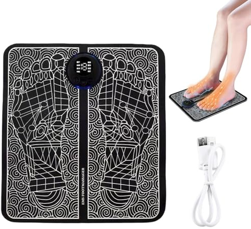 Massaggiatore Piedi, Massaggiatore Plantare Elettrico, Ems Massaggiatore per Piedi, Massaggiatore Elettrico per La Circolazione Sanguigna E Il Sollievo Dal Dolore Muscolare, 8 Modalità E 19 Intensità