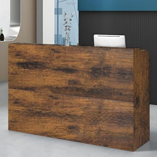 LINLIUA Empfangstheke Rezeption Klein Kosmetikstudio, Rezeptionstheke Modern Holz mit Ablage für Büro und Empfang, Platz Sparen, Einfach zu Montieren, für Büro Hotel Retro-Farbe 120 * 50 * 110cm