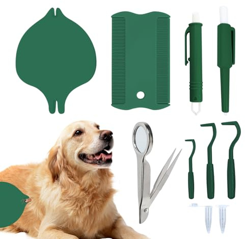 Strumento Di Estrazione Di Zecche Per Cane, Set Estrattore di Pulci per Gatti, Kit Antipulci E Zecche Morbido E Preciso Per Casa Multi-Animali Interni E Viaggi
