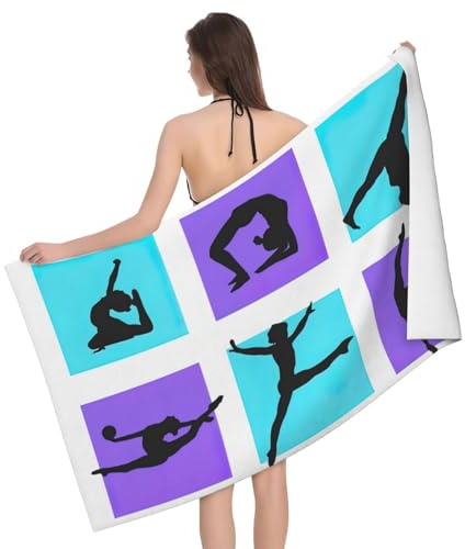 KLJnmbb Asciugamano da bagno da viaggio con stampa di ginnastica 132,1 x 81,3 cm a prova di sabbia ad asciugatura rapida colorato per adulti asciugamano da piscina