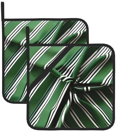 Set di presine resistenti al calore con stampa a righe verdi classiche per pentole da cucina per forno cottura barbecue