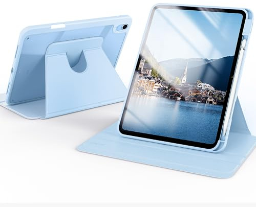CACOE Rotating Case for iPad (A16) 11th/10th Generation with Pencil Holder | 2025/2022 11/10.9 inch, 360 Rotatable Shockproof Cover for iPad 11/10 Gen, Light Blue