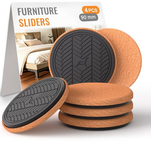 RUSIDO 4 Pièces Patins pour Meubles Lourds Ronds (90mm)