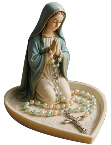 Porte-bijoux religieux en résine Vierge Marie - Chapelet de Jésus - Rangement pour colliers pour femmes, hommes, étudiants, enseignants, bureau, maison, bureau, vacances, fête d'anniversaire