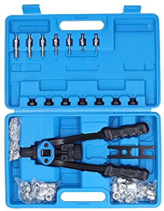 Gearwell Herramienta para tuercas de remache, pistola remachadora manual, remachadora de rosca de mandril métrico, kit de accesorios de remachado para chapa metálica y automoción