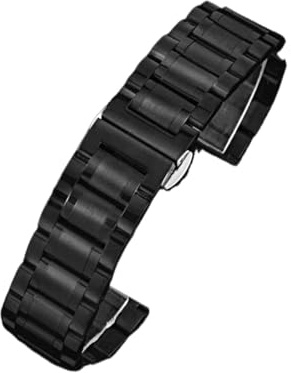 MENGKEG Armband I Rostfritt Stål 13 Mm 14 Mm 16 Mm 18 Mm 20 Mm 22 Mm 24 Mm Metallurband Länkarmband Klockarmband Svart Silver Rose Guld(Black,12mm)