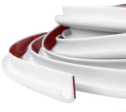 Besttoolifes Grondaia a forma di J per camper, flessibile in TPE e striscia di tenuta in gomma, canale deviatore bianco resistente alle intemperie da 5 m per veicolo