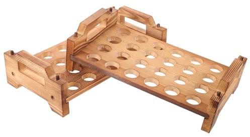 KOCKSHION Portauova in Legno Doppio Strato 24 Fori Rotondi, Design Rustico Farmhouse, Organizer Compatto per Cucina e Piano di Lavoro, Comodo per Preparazione Pasti