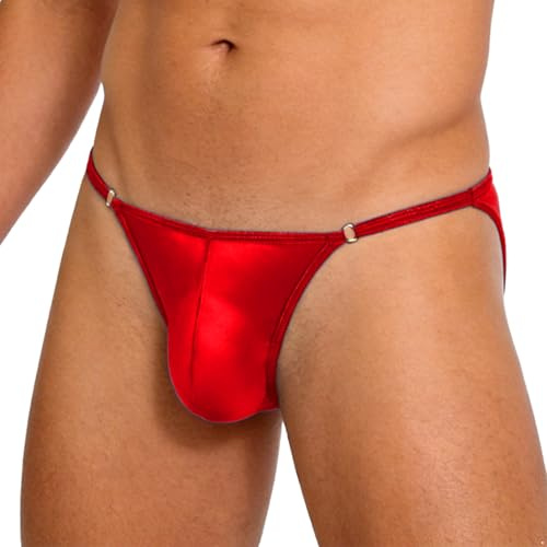 inhzoy herr hipster micro G string triangel slip olja glänsande mikrokalsonger sträng ouvert öppen gay sissy pouch trosor par spel, Burgund, one size