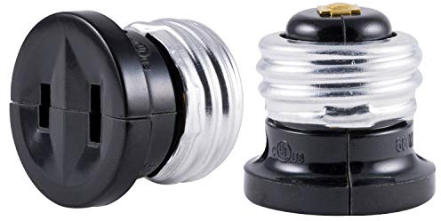 Power Gear Polarized Handy Plug, 2 Pack, Easy to Install, 2-Prong, Convert Light Bulb to Outlet Socket Adapter, UL Listed, Black, 54276